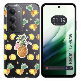 Funda Silicona Transparente para Xiaomi Redmi 15 4G / 5G diseño Piña Dibujos