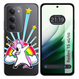 Funda Silicona Transparente para Xiaomi Redmi 15 4G / 5G diseño Unicornio Dibujos