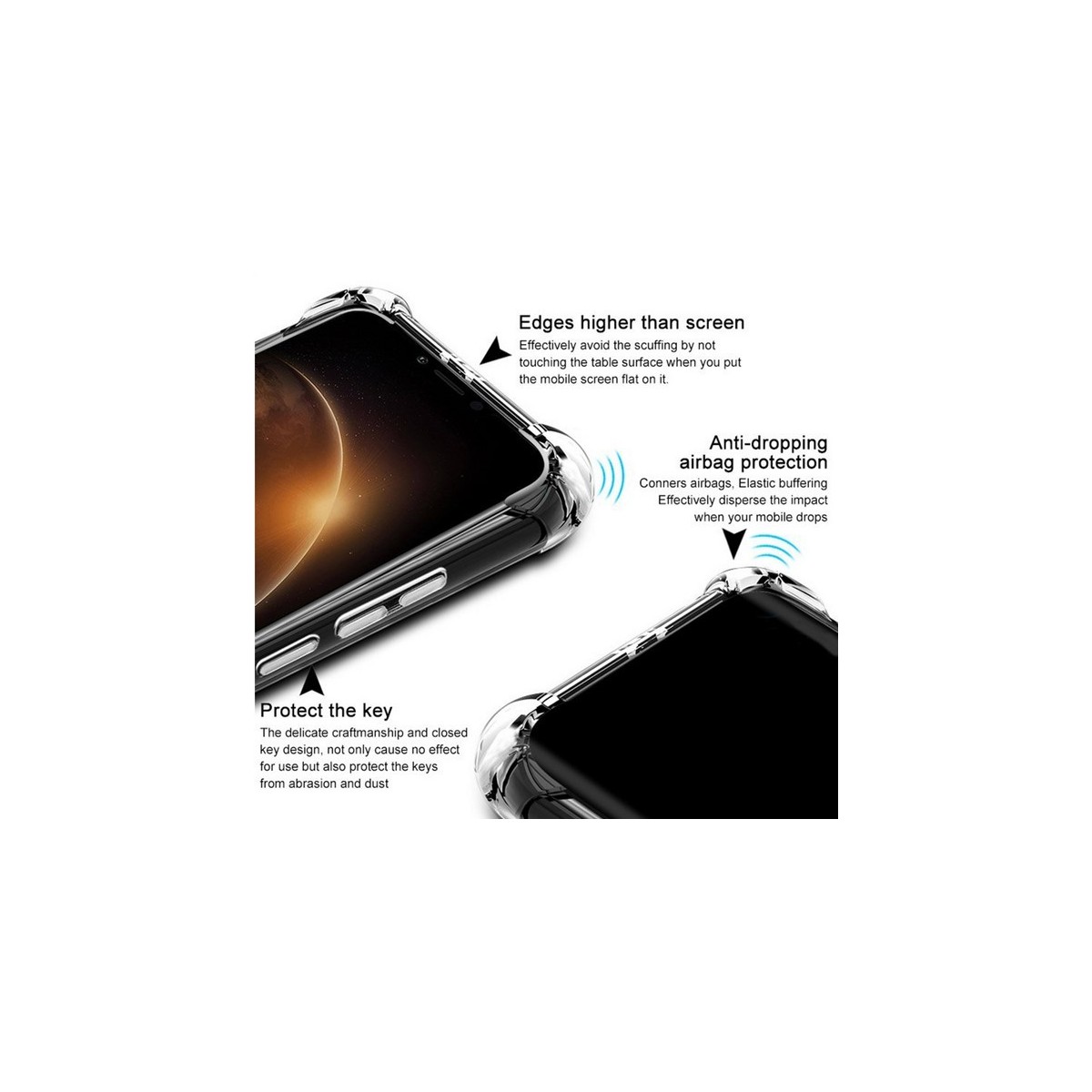 Funda Gel Tpu Anti-Shock Transparente para Huawei Honor Play