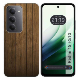 Funda Silicona para Xiaomi Redmi 15 4G / 5G diseño Madera Dibujos