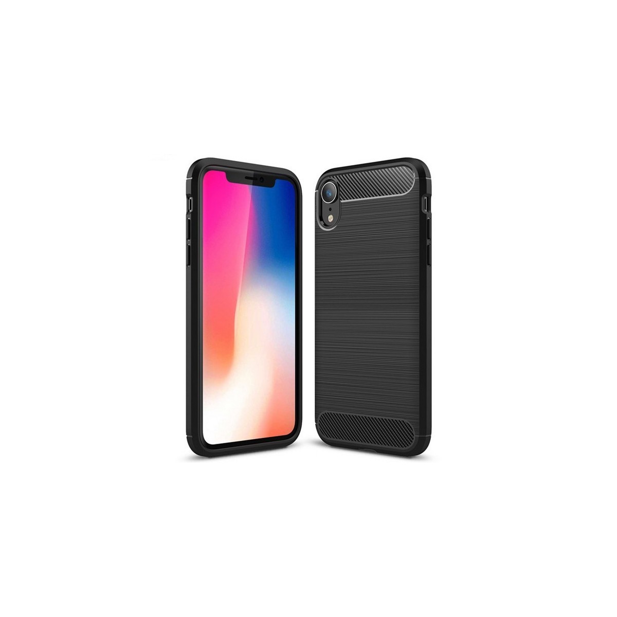 Funda Gel Tpu Tipo Carbon Negra para Iphone Xr
