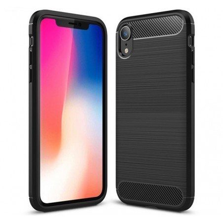 Funda Gel Tpu Tipo Carbon Negra para Iphone Xr