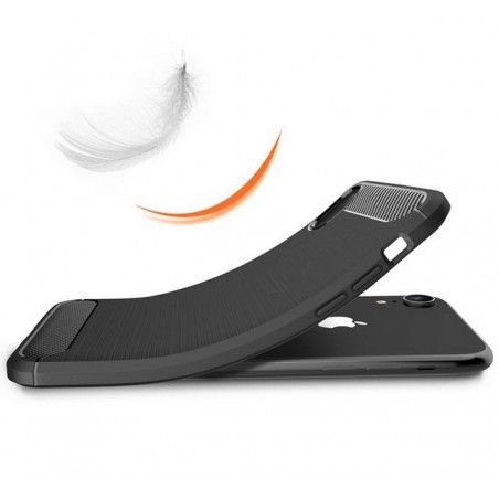 Funda Gel Tpu Tipo Carbon Negra para Iphone Xr