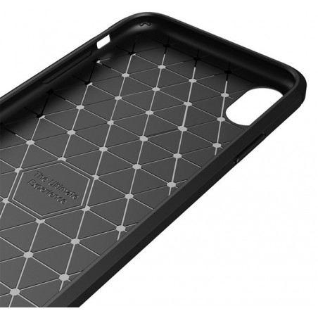 Funda Gel Tpu Tipo Carbon Negra para Iphone Xr