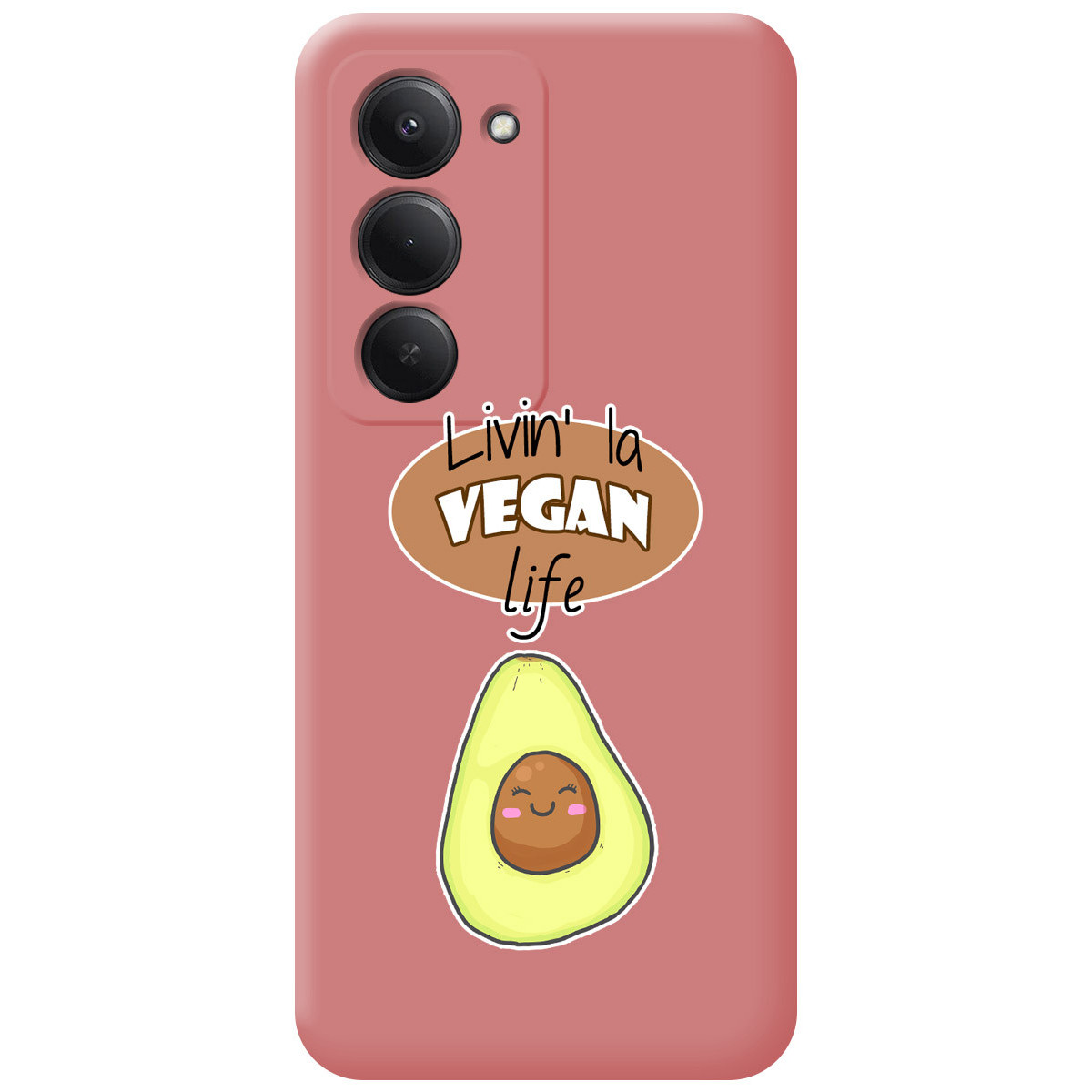 Funda Silicona Líquida Rosa para Xiaomi Redmi 15 4G / 5G diseño Vegan Life Dibujos