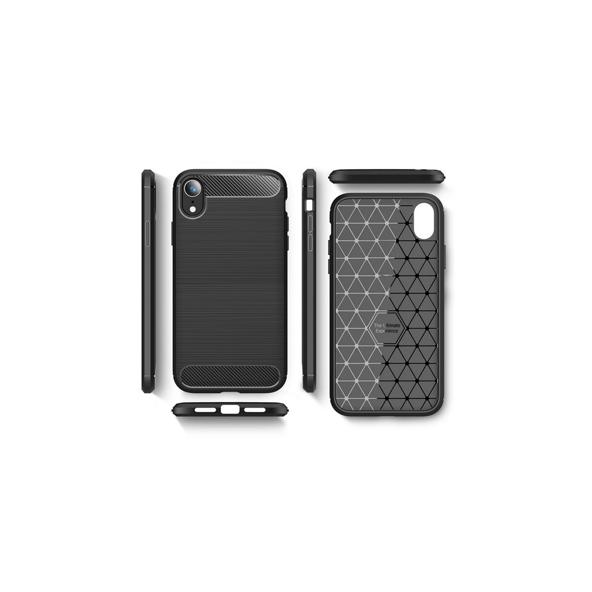 Funda Gel Tpu Tipo Carbon Negra para Iphone Xr