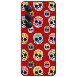 Funda Silicona Líquida Roja para Xiaomi Redmi 15 4G / 5G diseño Catrina Dibujos