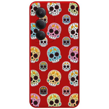Funda Silicona Líquida Roja para Xiaomi Redmi 15 4G / 5G diseño Catrina Dibujos