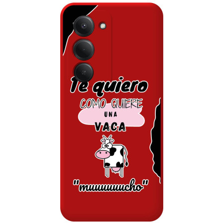 Funda Silicona Líquida Roja para Xiaomi Redmi 15 4G / 5G diseño Vaca Dibujos
