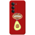 Funda Silicona Líquida Roja para Xiaomi Redmi 15 4G / 5G diseño Vegan Life Dibujos