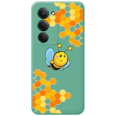 Funda Silicona Líquida Verde para Xiaomi Redmi 15 4G / 5G diseño Abeja Dibujos