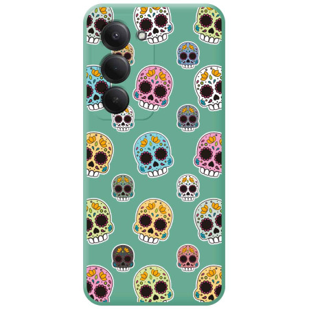 Funda Silicona Líquida Verde para Xiaomi Redmi 15 4G / 5G diseño Catrina Dibujos