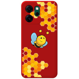 Funda Silicona Líquida Roja para Oppo Reno 14 F / 14F 5G diseño Abeja Dibujos