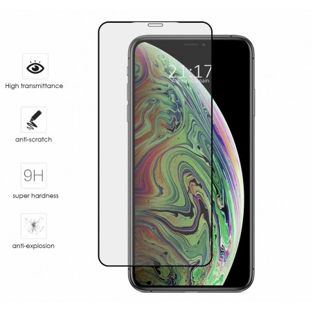 Protector Cristal Templado Frontal Completo Negro para Iphone XR Vidrio