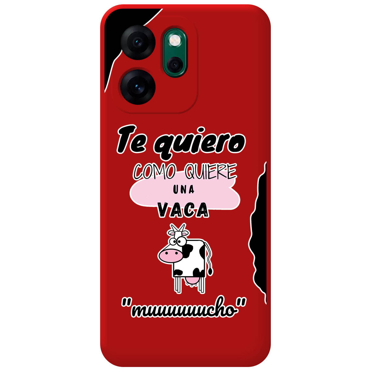 Funda Silicona Líquida Roja para Oppo Reno 14 F / 14F 5G diseño Vaca Dibujos