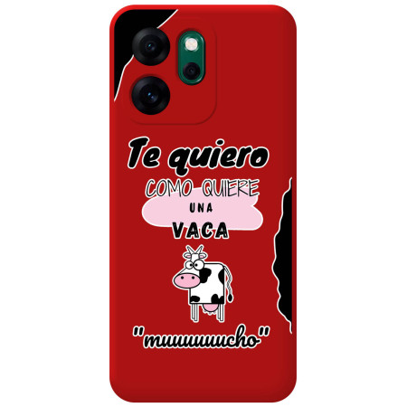 Funda Silicona Líquida Roja para Oppo Reno 14 F / 14F 5G diseño Vaca Dibujos