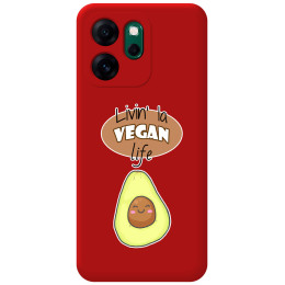 Funda Silicona Líquida Roja para Oppo Reno 14 F / 14F 5G diseño Vegan Life Dibujos