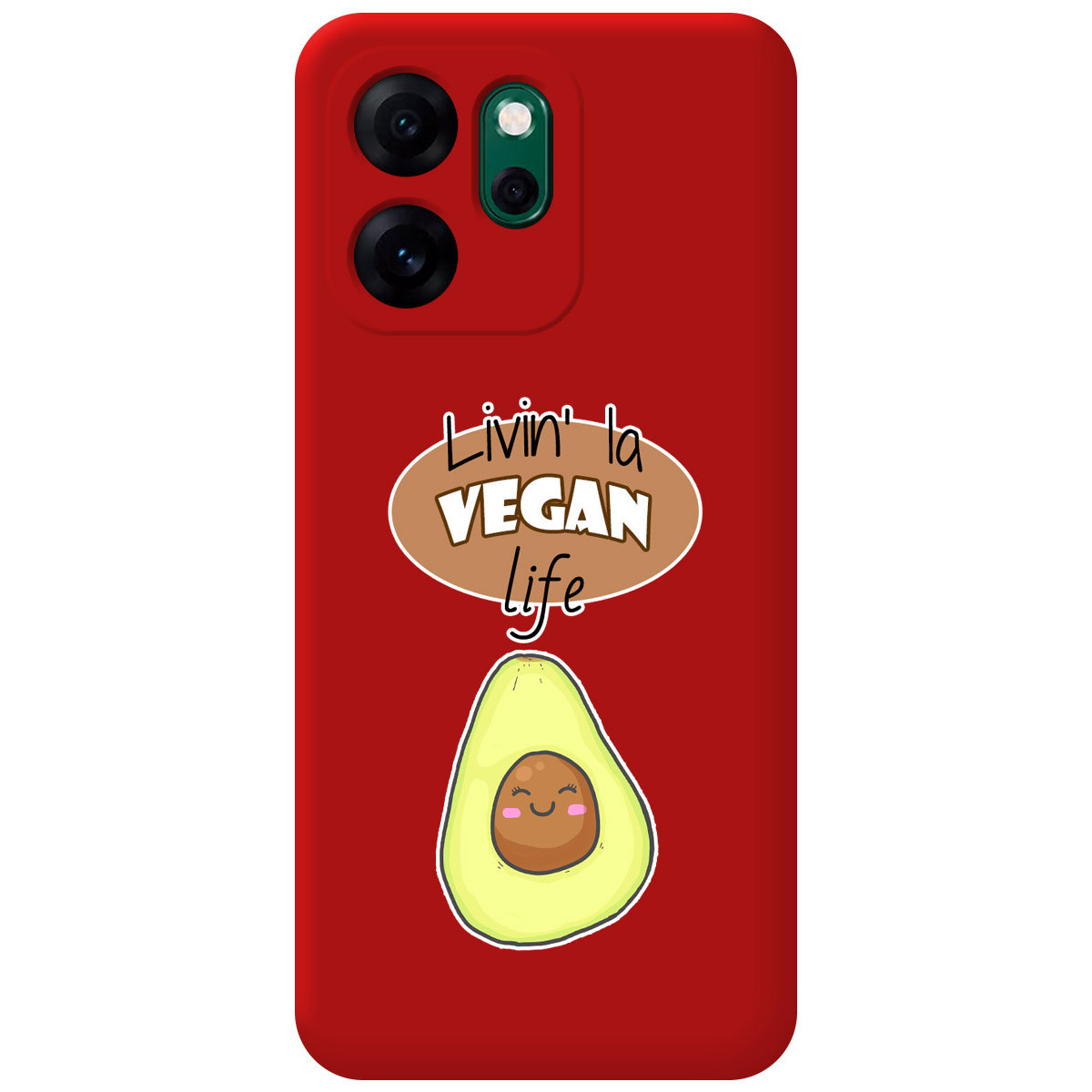Funda Silicona Líquida Roja para Oppo Reno 14 F / 14F 5G diseño Vegan Life Dibujos