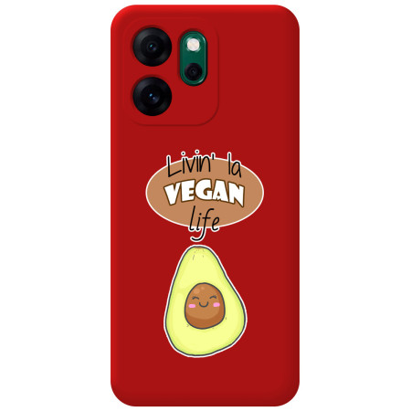 Funda Silicona Líquida Roja para Oppo Reno 14 F / 14F 5G diseño Vegan Life Dibujos