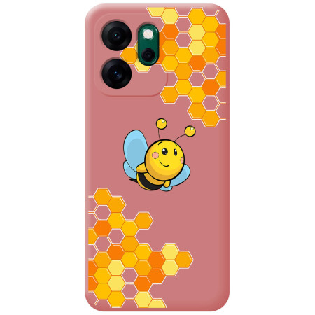 Funda Silicona Líquida Rosa para Oppo Reno 14 F / 14F 5G diseño Abeja Dibujos