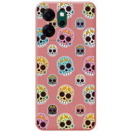 Funda Silicona Líquida Rosa para Oppo Reno 14 F / 14F 5G diseño Catrina Dibujos