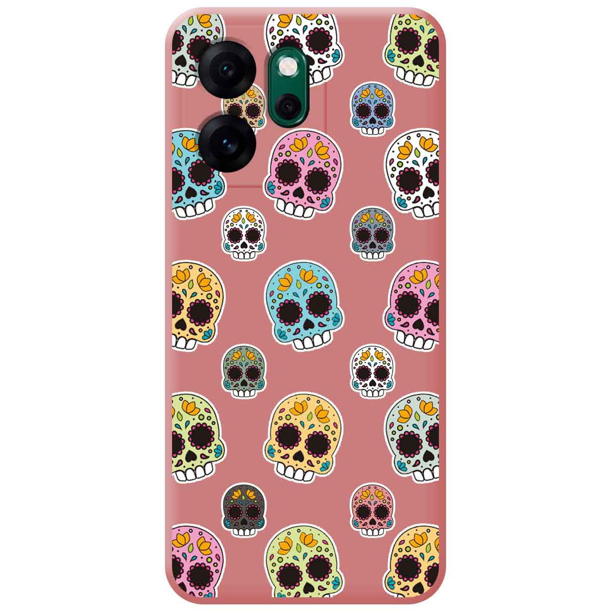 Funda Silicona Líquida Rosa para Oppo Reno 14 F / 14F 5G diseño Catrina Dibujos