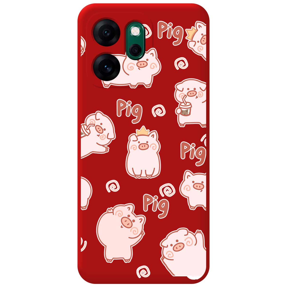 Funda Silicona Líquida Roja para Oppo Reno 14 FS / 14FS 5G diseño Cerdos Dibujos