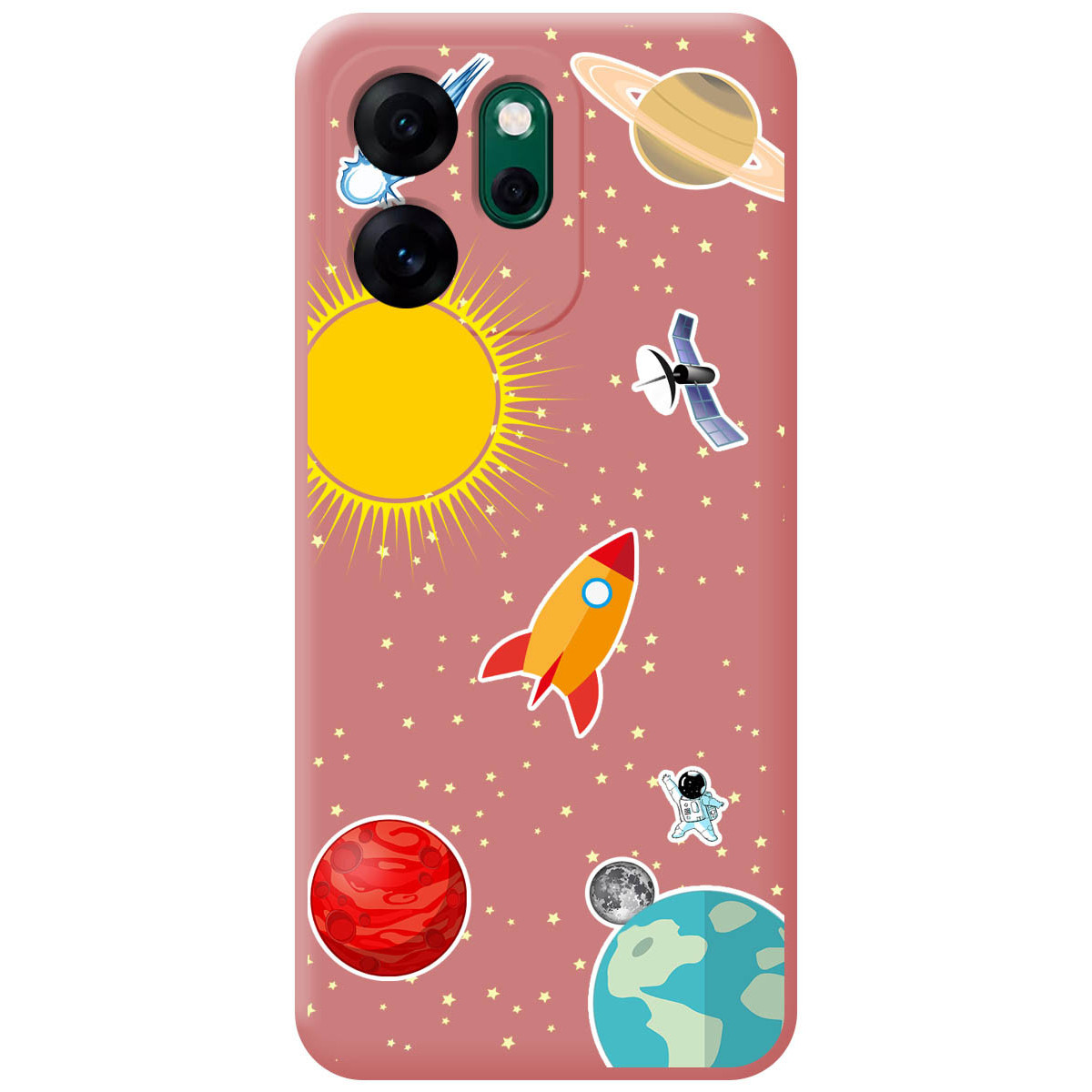Funda Silicona Líquida Rosa para Oppo Reno 14 FS / 14FS 5G diseño Espacio Dibujos