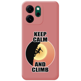 Funda Silicona Líquida Rosa para Oppo Reno 14 FS / 14FS 5G diseño Mujer Escalada Dibujos