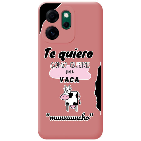 Funda Silicona Líquida Rosa para Oppo Reno 14 FS / 14FS 5G diseño Vaca Dibujos