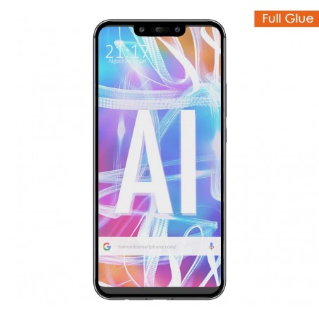 Protector Cristal Templado Completo Full Glue Negro para Huawei Mate 20 Lite Vidrio
