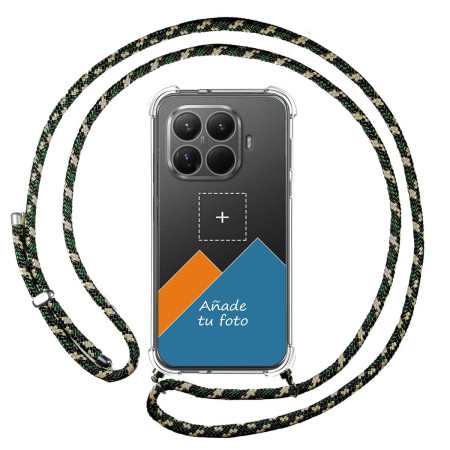 Personaliza tu Funda Colgante Transparente para Xiaomi 15T Pro 5G con Cordon Verde / Dorado Dibujo Personalizada