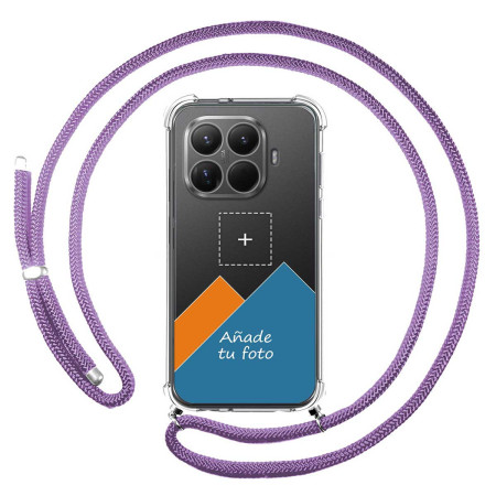 Personaliza tu Funda Colgante Transparente para Xiaomi 15T Pro 5G con Cordon Morado Dibujo Personalizada