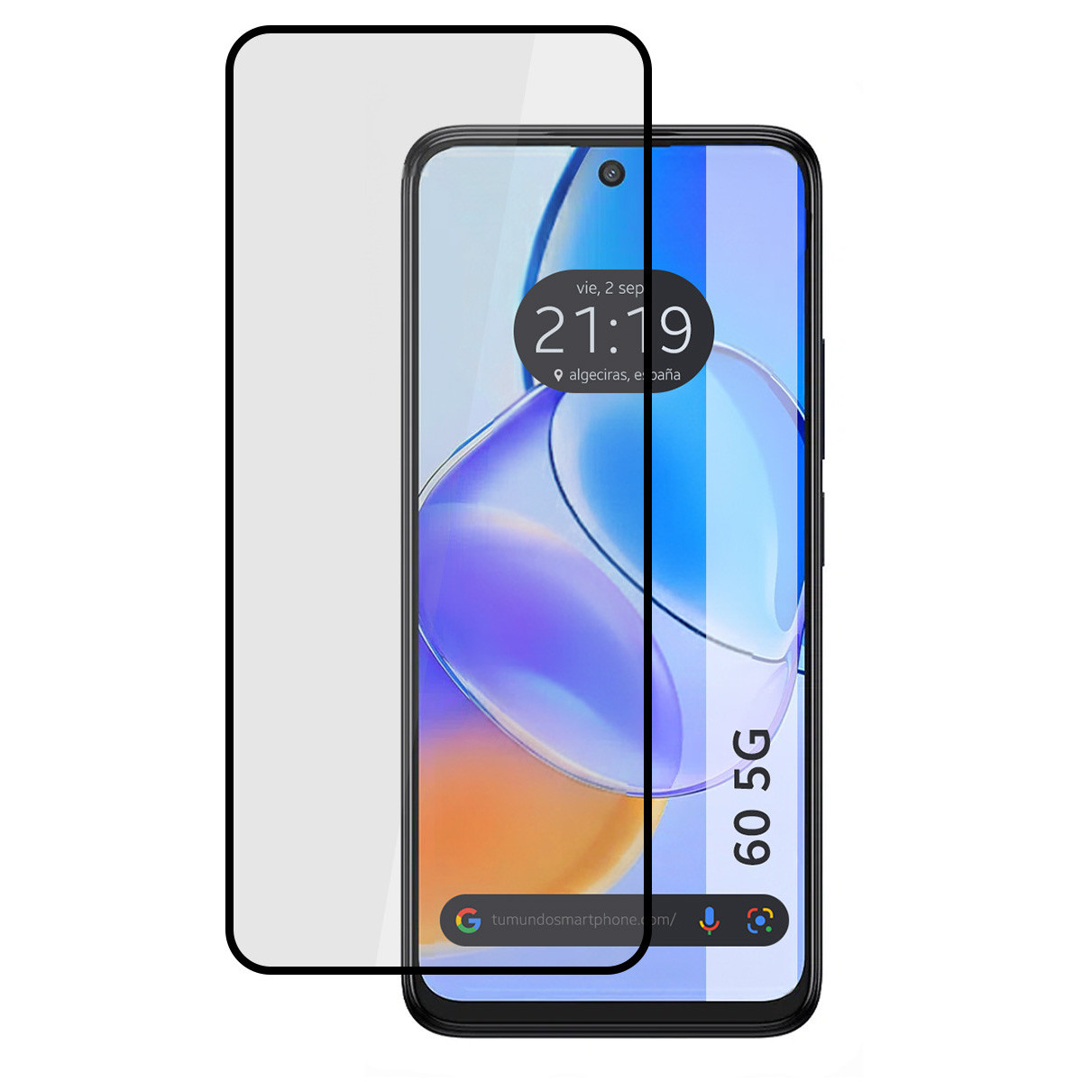 Protector Cristal Templado Completo 5D Full Glue Negro para TCL 60 5G Vidrio
