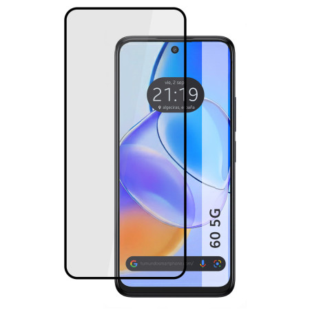 Protector Cristal Templado Completo 5D Full Glue Negro para TCL 60 5G Vidrio