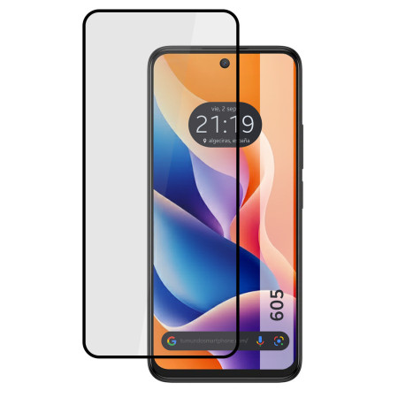 Protector Cristal Templado Completo 5D Full Glue Negro para TCL 605 Vidrio