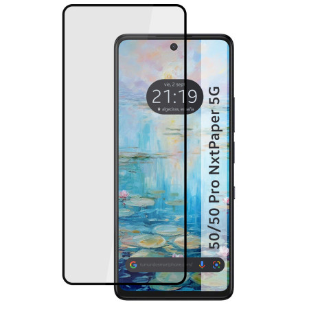 Protector Cristal Templado Completo 5D Full Glue Negro para TCL 50 / 50 Pro NXTPAPER 5G Vidrio