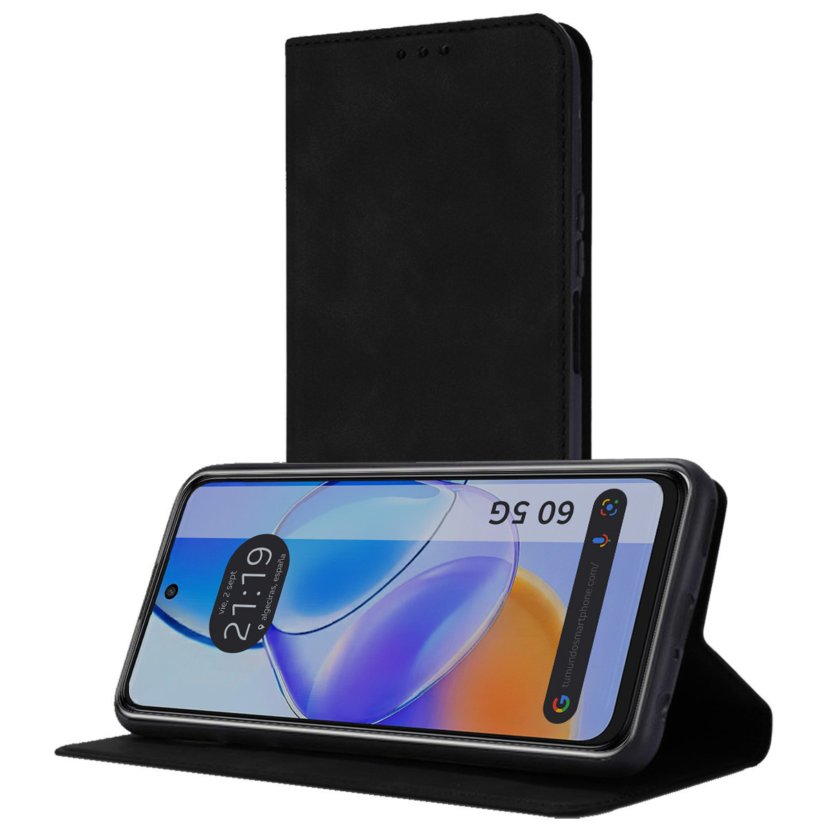 Funda Libro de Polipiel con tarjetero para TCL 60 5G color Negra