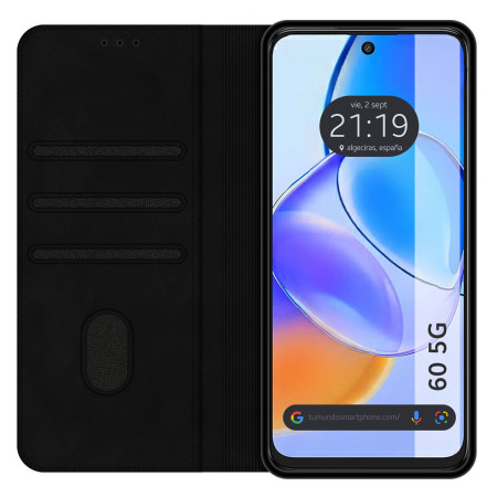 Funda Libro de Polipiel con tarjetero para TCL 60 5G color Negra
