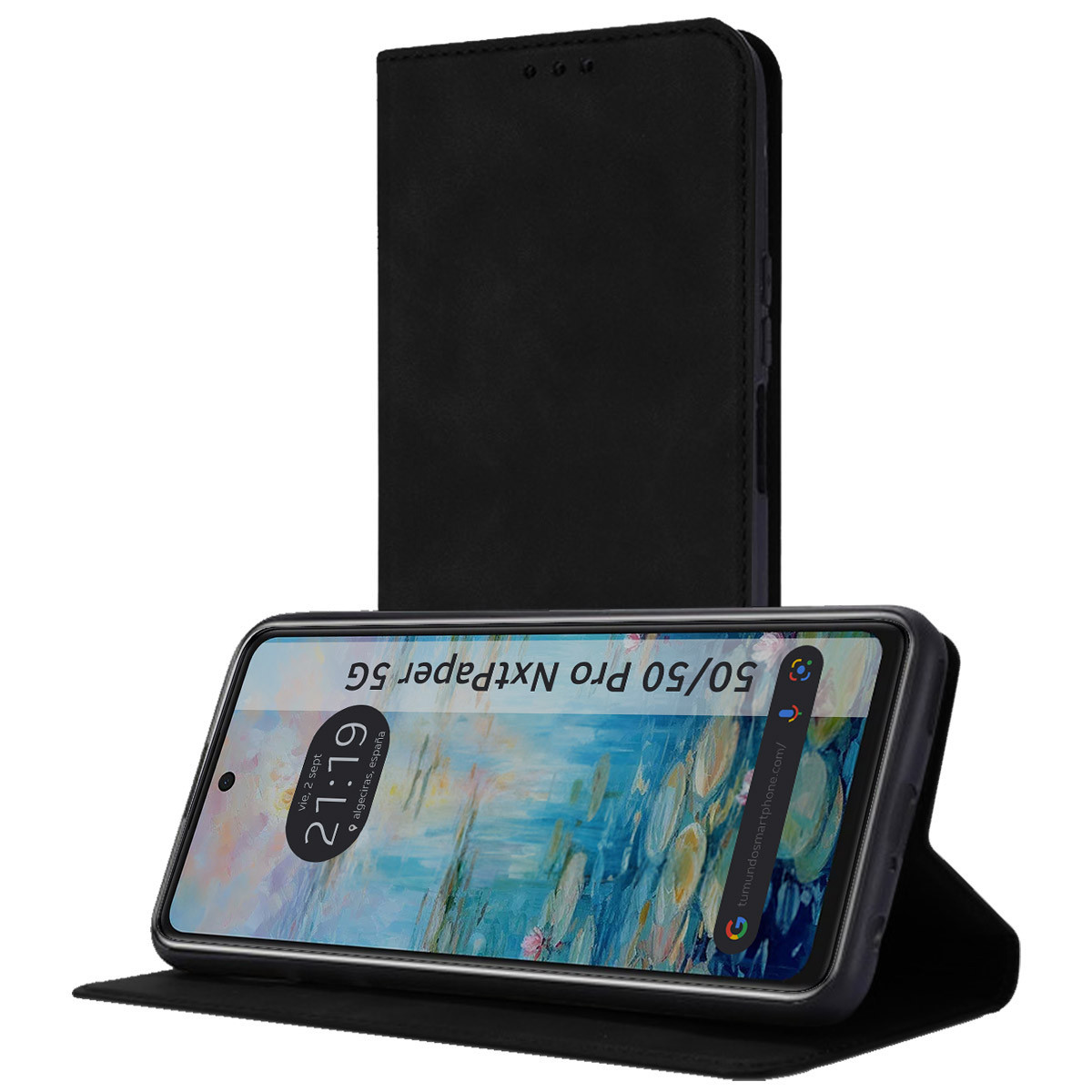 Funda Libro de Polipiel con tarjetero para TCL 50 / 50 Pro NXTPAPER 5G color Negra