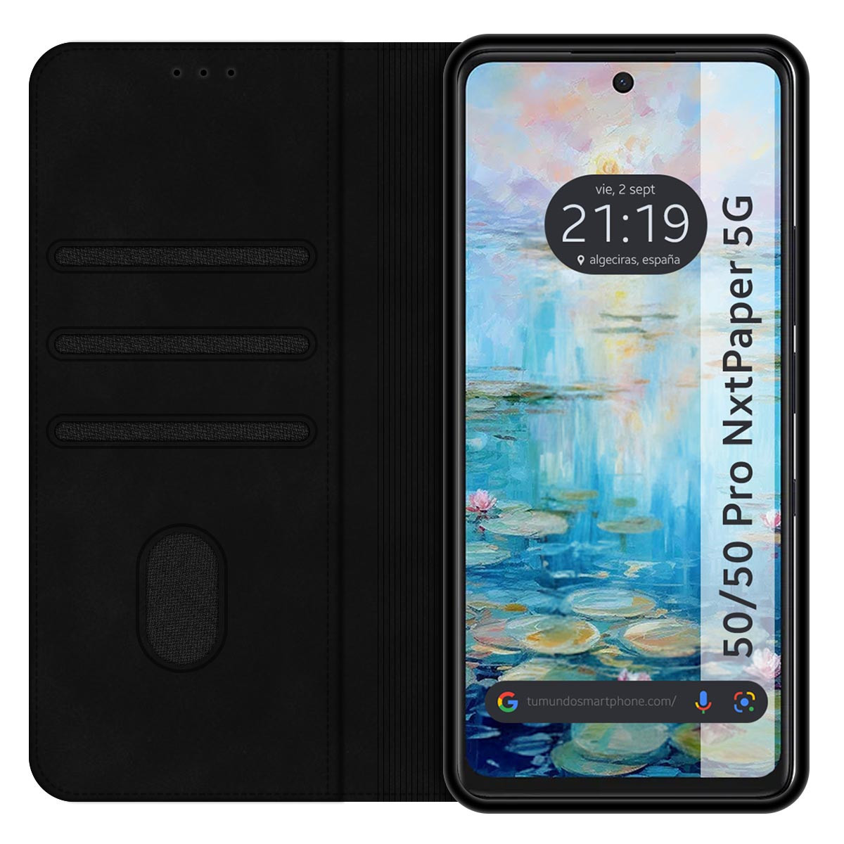 Funda Libro de Polipiel con tarjetero para TCL 50 / 50 Pro NXTPAPER 5G color Negra