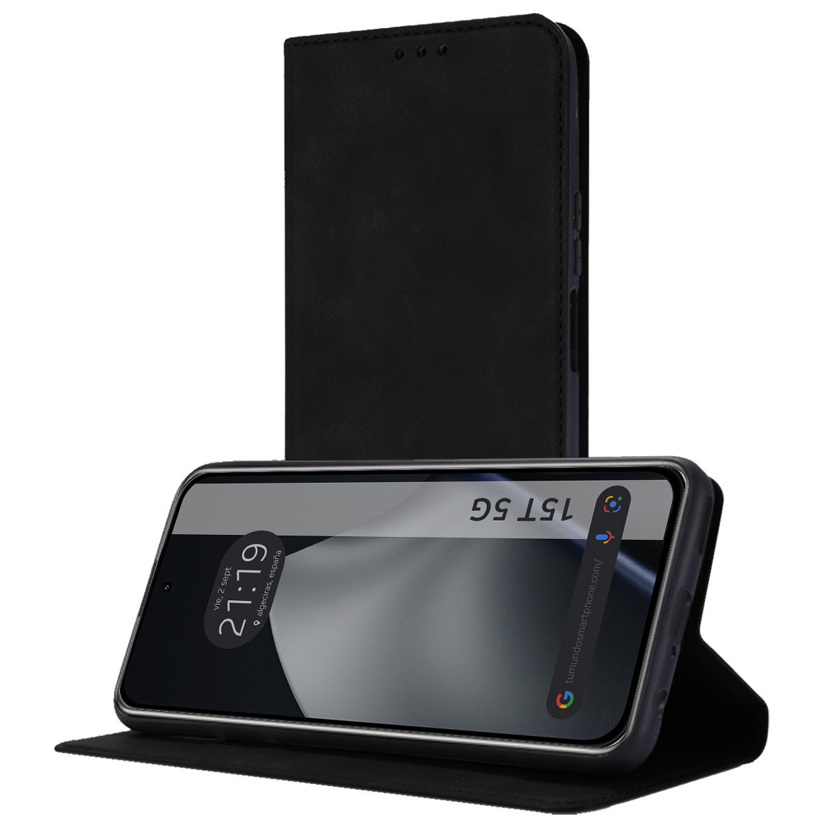 Funda Libro de Polipiel con tarjetero para Xiaomi 15T 5G color Negra