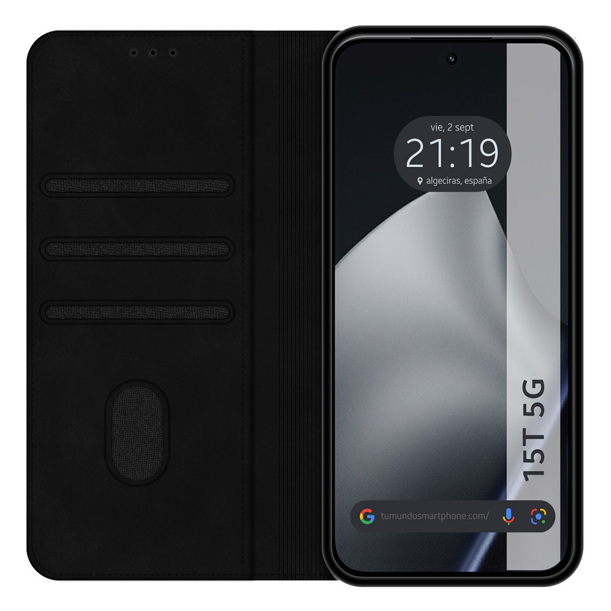Funda Libro de Polipiel con tarjetero para Xiaomi 15T 5G color Negra