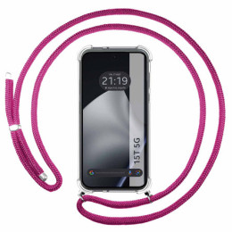 Funda Colgante Transparente para Xiaomi 15T 5G con Cordon Rosa Fucsia