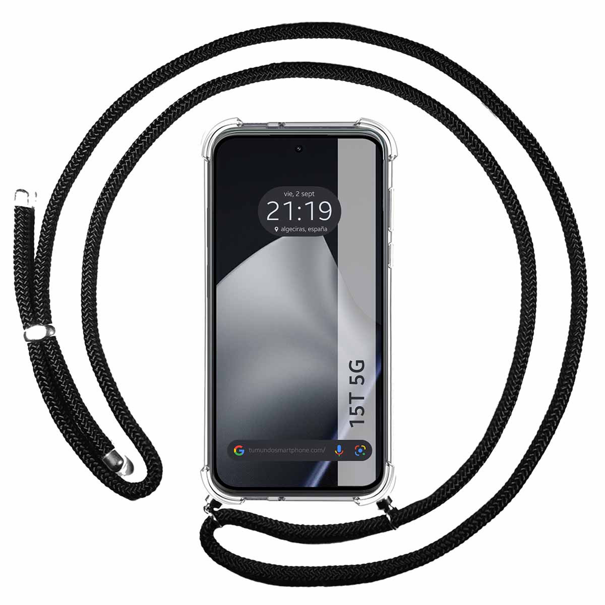 Funda Colgante Transparente para Xiaomi 15T 5G con Cordon Negro