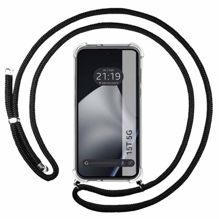 Funda Colgante Transparente para Xiaomi 15T 5G con Cordon Negro