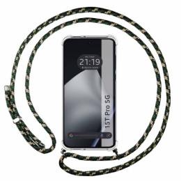 Funda Colgante Transparente para Xiaomi 15T Pro 5G con Cordon Verde / Dorado