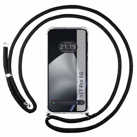 Funda Colgante Transparente para Xiaomi 15T Pro 5G con Cordon Negro