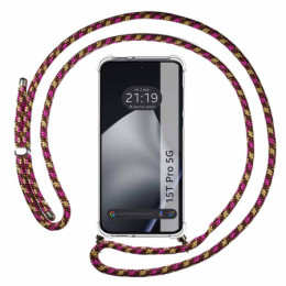 Funda Colgante Transparente para Xiaomi 15T Pro 5G con Cordon Rosa / Dorado