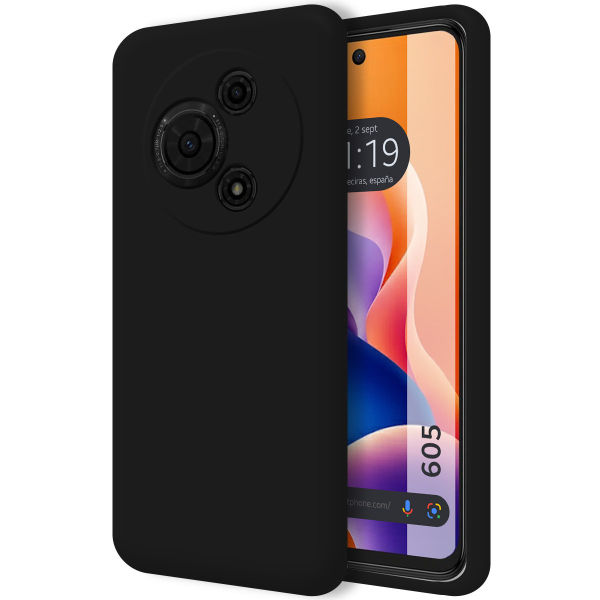 Funda Silicona Líquida Ultra Suave para TCL 605 color Negra